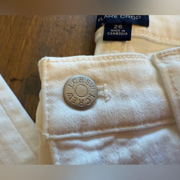 J. crew mid-rise flare crop white woman’s jeans Raw hem Sz 26 Excellent cond. - Picture 2 of 4